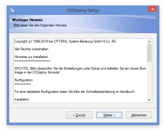 Hinweise beim Setup zu OS-Deploy