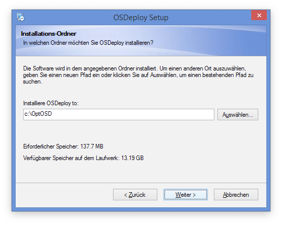 Installationsordner beim Setup zu OS-Deploy