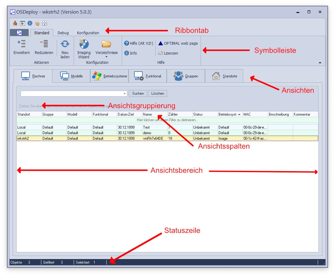 Aufbau der OS-Deploy Konsole