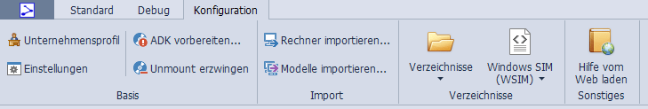 Menülieste der Konfiguration von OS-Deploy