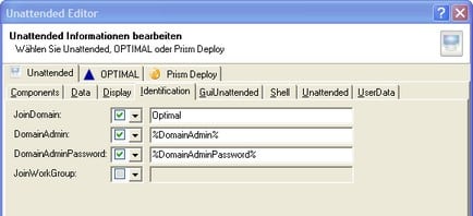 Unatteded Informationen der Betriebssysteminstallation