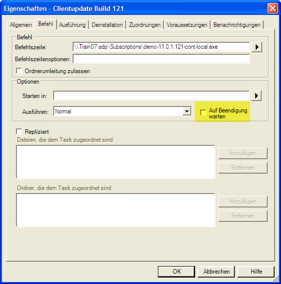 Eigenschaften bei der Client Verteilung